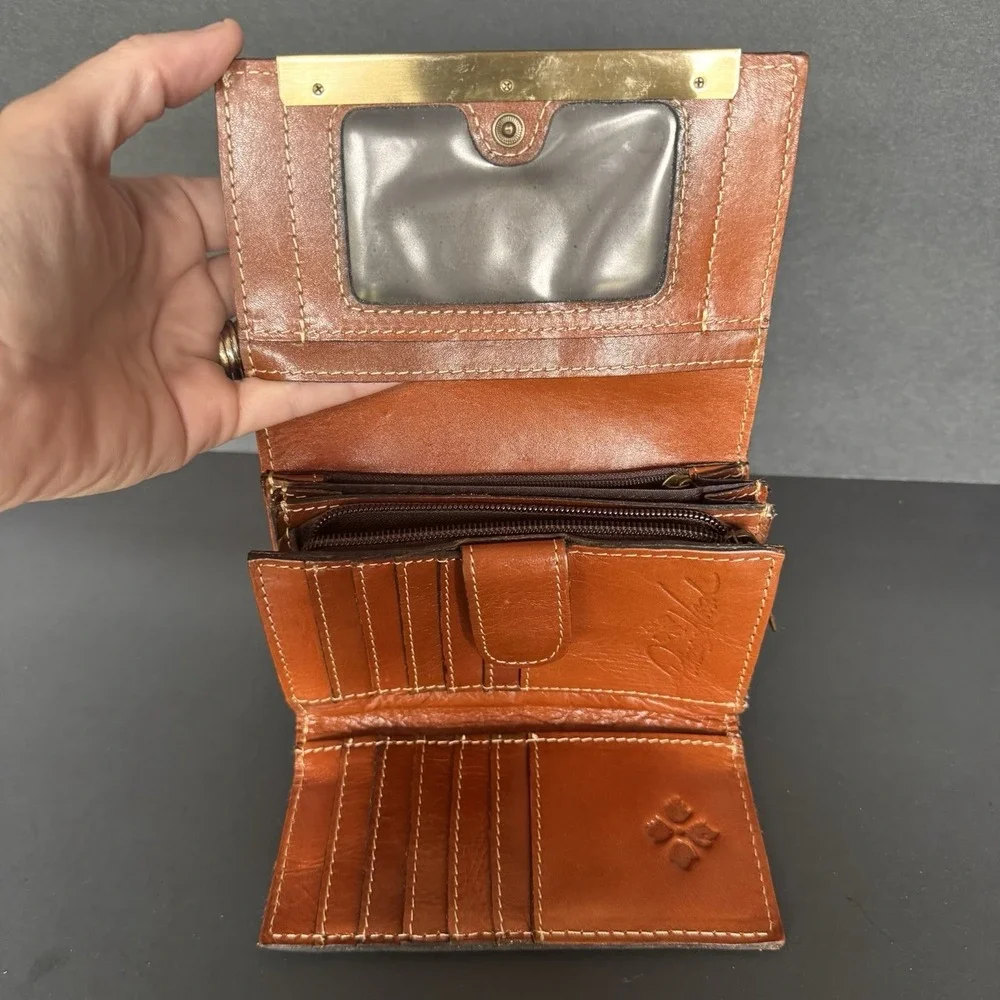 Patricia Nash Cametti Trifold Florence Leather Wallet Brown Classic Western Boho